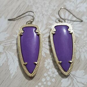 Kendra Scott Neon Purple Arrow Arrowhead Sky Gold Drop Earrings